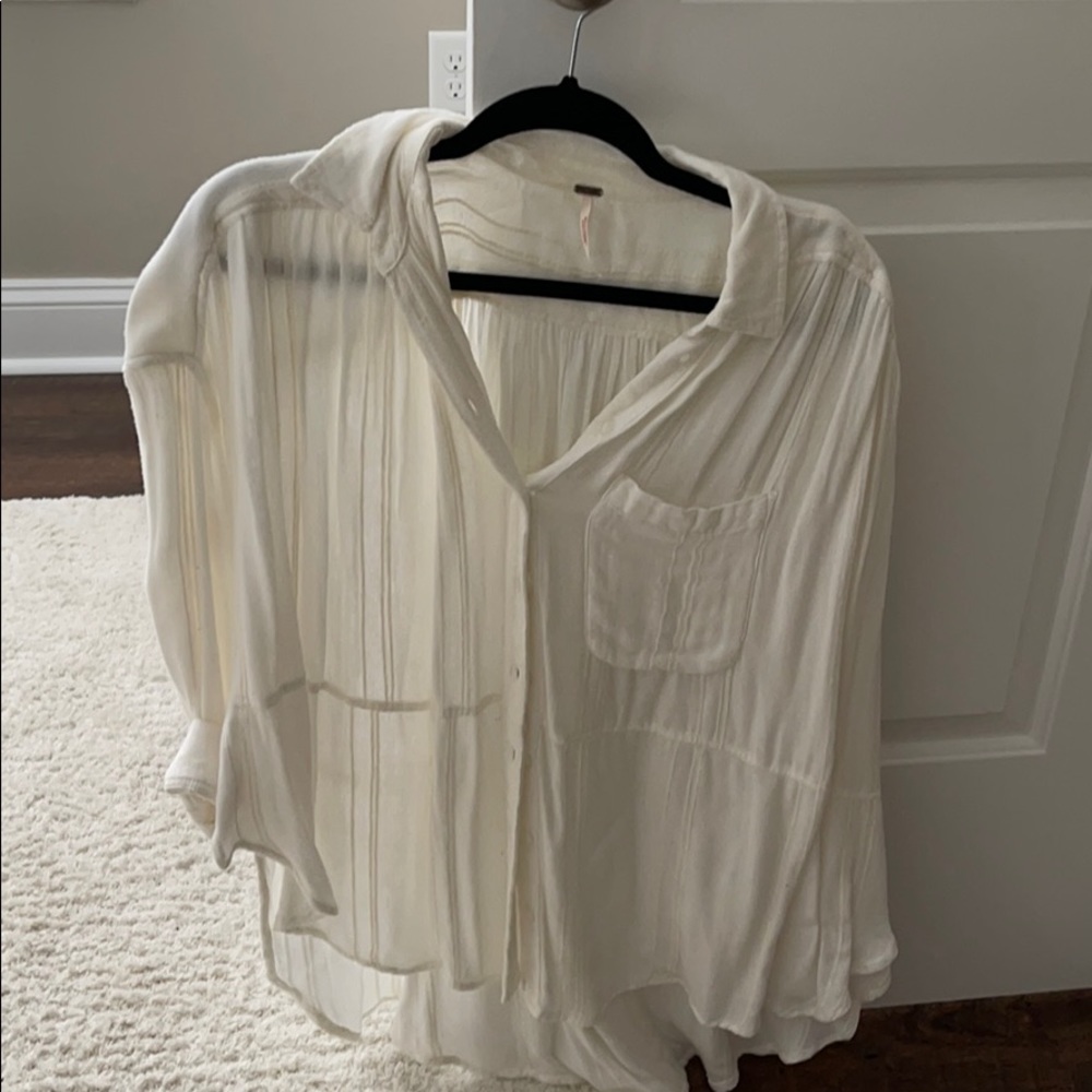 free people white button down shirt